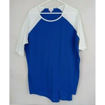 LulaRoe Men&#39;s Oversized Short Sleeve T-Shirt Blue With White Sleeves Siz... - $12.86