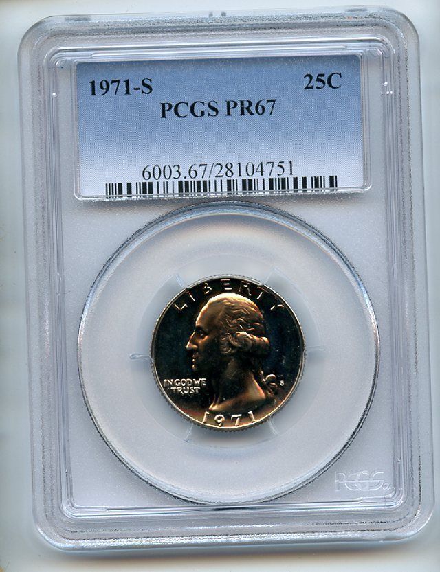 1971 S 25C Washington Quarter PCGS PR67  20140051 - $15.88