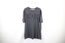 Retro Mens Size Large Faded Spell Out ACDC Back In Black Band Tour T-Shirt Gray - £22.93 GBP