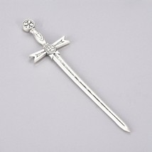 Large Sword Wire Wrapping Antiqued Silver Medieval Finding 2 Sided Focal... - $67.68 MXN