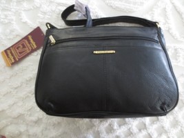 NWT STONE MOUNTAIN Hamptons Collection BLACK GENUINE LEATHER Shoulder PURSE - £75.78 GBP