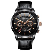 Watches Mens Sport Waterproof Date Chronograph black gold - £30.88 GBP
