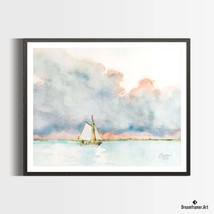 Premium Art Print Boat on the Lake in Watercolors, by Dreamframer Art - $37.95+