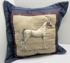 Handmade 15 Inch Decorative Throw Pillow Arabian Horse Blue Back - $14.01