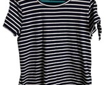 Nautica  Short Sleeve Top Womens Size L Coastal Blue White Striped  - $12.51