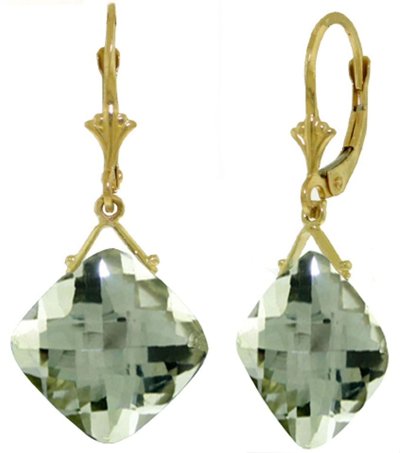 Galaxy Gold GG 14k Rose Gold Leverback Earring with Checkerboard Cut Gre... - $499.94