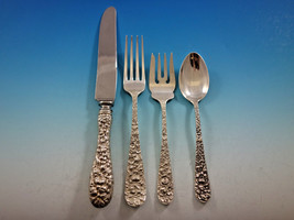 Rose by Stieff Sterling Silver Flatware Set Service 24 pieces Repousse - $1,435.50