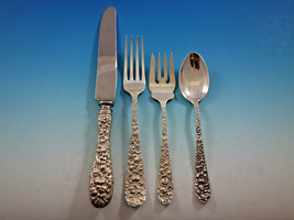 Rose by Stieff Sterling Silver Flatware Set Service 24 pieces Repousse - £1,153.04 GBP