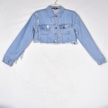 Taxi Women&#39;s Crop Denim Blue Jean With Fringe Detail Size Small - £14.56 GBP