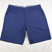Hang Ten 40 x 11&quot; Blue Check Tech Wicking Golf Chino Shorts - £8.60 GBP