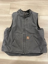 Vintage Grey Carhartt Vest Sherpa Lined Full Zip Size Mens XL EUC - $69.29