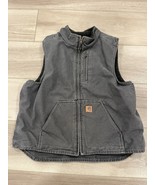 Vintage Grey Carhartt Vest Sherpa Lined Full Zip Size Mens XL EUC - $69.29