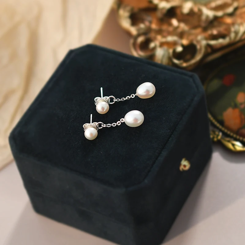 Real 925 Sterling Silver Natural Freshwater Pearl Earring Fashion Jewelry for Gi - £17.91 GBP