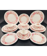 4) Johnson Brothers Margaret Rose Pink 5 Pc Place Setting Vintage Floral... - $4,924.84 MXN