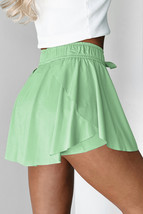 Light Green Drawstring Elastic Waistband Lined Tennis Skorts - $230.93 MXN