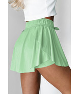 Light Green Drawstring Elastic Waistband Lined Tennis Skorts - $226.66 MXN