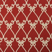 Exclusive Embroidered Trellis Cherry Red White Multipurpose Fabric By Yard 53&quot;W - £13.86 GBP