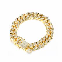 Bracelet Women Men Diamond Cuban Bracelet Hip Hop Inlaid Rhinestone Link Chain(G - £8.51 GBP