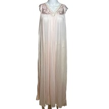 Miss Elaine Night Gown Chemise Medium Pink Embroidery Lace Soft Long Length - $20.33