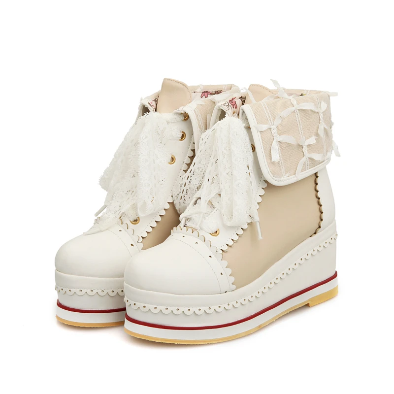 REAVE CAT 2024 Sweet Ankle Boots ita Appliques Platforms  Up Candy Color Cosplay - £70.47 GBP