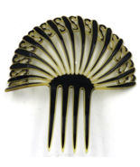 Vintage Celluloid Bakelite Tortoise Hair Comb Black Yellow 5&quot; Art Deco - £23.31 GBP