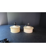 Vtg Pair Celluloid Vanity Dresser Powder Trinket Box with Finial Lid Ivo... - $460.20 MXN