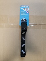Vibrant Life Adjustable Dog Collar Black With White Dog Bones Size M - $145.76 MXN