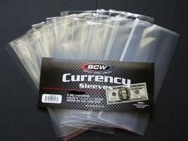 20 Loose BCW Soft Sleeve Regular Dollar Bill Currency Sleeve Protectors ... - $3.49