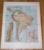 1912 Original Antique Map Of South America Argentina Brazil / Buenos Aires Inset - £18.77 GBP