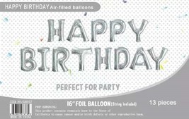 16&quot; Silver Foil Balloons Happy Birthday Banner Decoration Events Party - £12.49 GBP