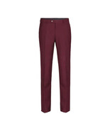 Men Renoir Flat Front Separate Pants Slim Fit Soft Feel Slacks 201-8 Burgundy - $59.99
