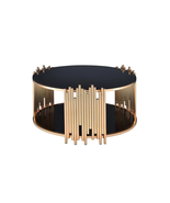 ACME Tanquin Modern round Glass Top Coffee Table in Black and Gold - €800,44 EUR