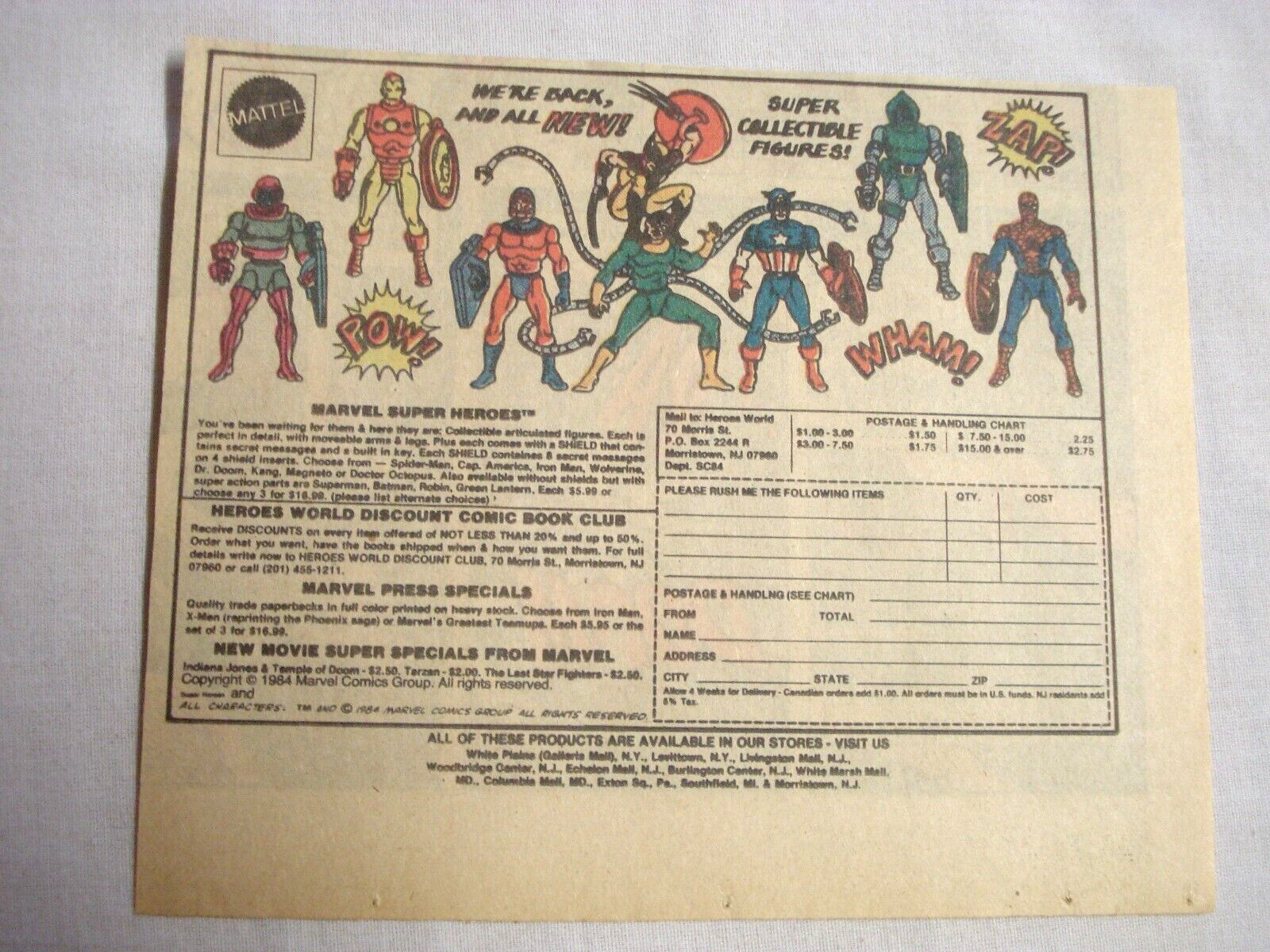 Primary image for 1983 Color Ad 8 Marvel Super Hero Figures Spider-Man, Iron Man, Wolverine & more