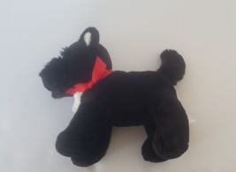 Carters Black &amp; White Scottie Puppy Dog Plush  Stuffed Animal w Red Ribb... - £11.84 GBP