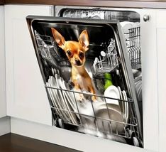 Chihuahua Puppy Dishwasher Magnet Cover 23"X25.59 2D Flat image 2