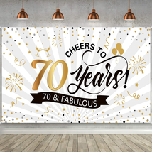 Happy 70th Birthday Backdrop Background Banner Large Men Women 70th Anni... - $14.60