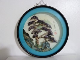 Vintage 8&quot; round jade hanging landscape scene.  - $129.99