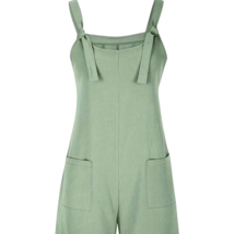 Textured Romper Jumpsuit Overalls In Light Green Adjustable Strap Pocket... - $20.00