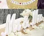Large White Mr &amp; Mrs Sign For Wedding Table With Just Married Banner - W... - £25.17 GBP