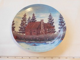 Unbranded Log Cabin on the Lake Pine Trees Decorative Plate 8 1/4&quot; Blue ... - £14.06 GBP