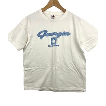 Vtg White T-Shirt Peach State Georgia Large 100% Cotton Y2K - £19.53 GBP