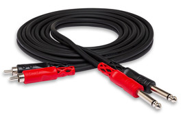 Dual 1/4in TS male Convert to Dual RCA male Stereo Cable 78&quot; HOSA CPR202 CPR-202 - £26.19 GBP