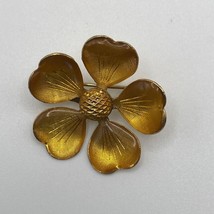 Orange Yellow Enamel 5 Pedal Flower Pin Lightweight 1.5 Inches - £7.83 GBP