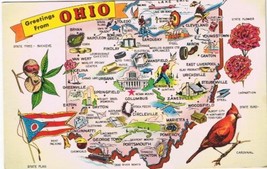 Postcard Ohio Pictoral Map Nickname Buckeye State - $2.96