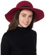 allbrand365 designer Womens Wool Felt Floppy Hat,Dark Red,One Size - £61.58 GBP