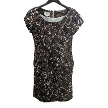 Talbots Petites Brown Black Floral Sheath Mini Dress Stretch Cap Sleeve ... - $99.99