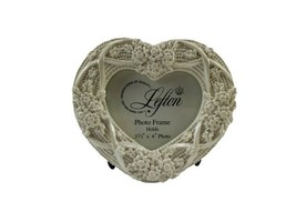 Lefton Wedding Promises Floral Heart Photo Frame 3.5 x 4 in w Glass Free... - $217.07 MXN