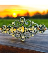 Vtg Signed Goody Rhinestone Hair Barrette Art Deco Inspired Filigree Design - $27.26 CAD