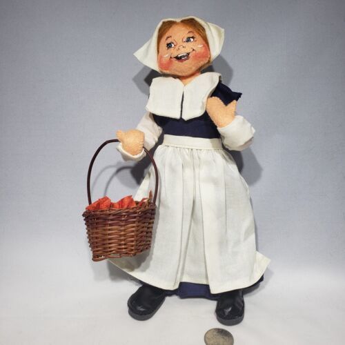 Primary image for Annalee 10” Doll Pilgrim Woman Autumn Basket Black Dress White Apron 2005