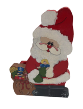 Vintage Christmas Santa Fireplace Match Box Holder Hand Painted Wood Han... - $24.70